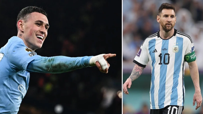 Lionel Messi and Phil Foden