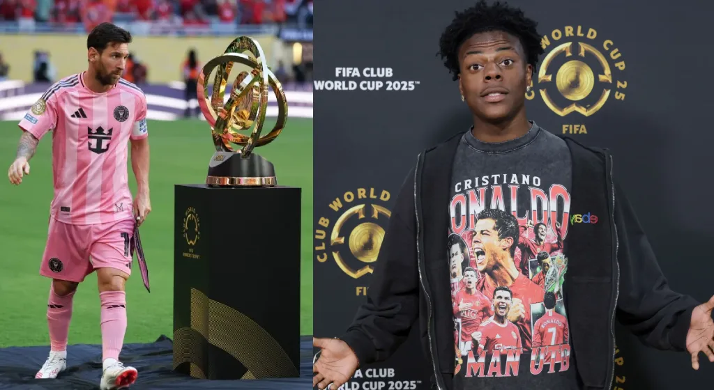 Speed is wearing a Ronaldo shirt at Messi and Miami's Club World Cup match